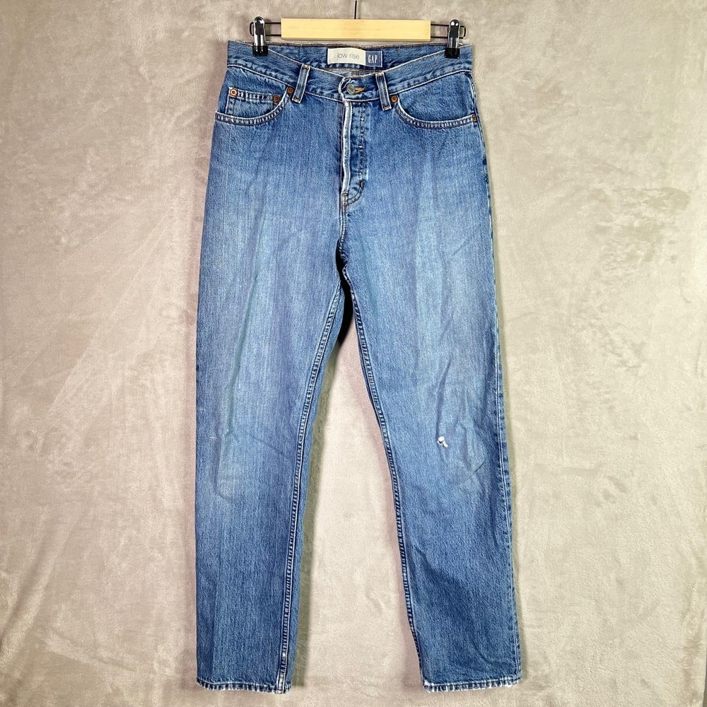 VINTAGE Gap Jeans Women 8R Low Rise Straight Med Wash Button Fly USA 29x30 Dist.